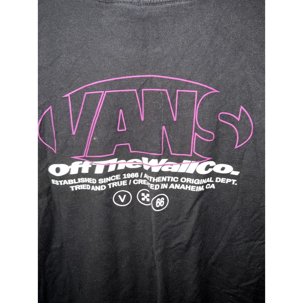 Vans Mens Large Black Off The Wall Graphic T-Shirt Purple Logo Skate Tee